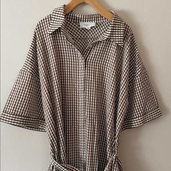 Pomander Place Brown Gingham Seersucker Zacara Dress Size XXL - Picture 7 of 11